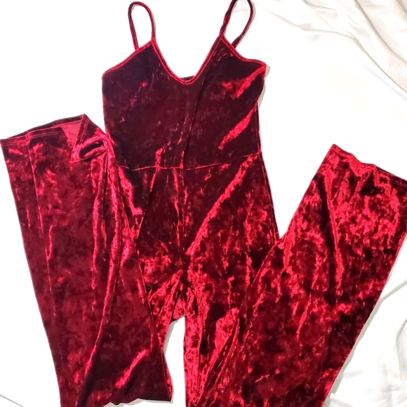 Velvet Maroon Jump Suit - Picture 2 of 2
